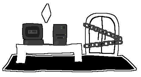 Interior view of room with a computer