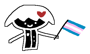 Syrup holding up a transgender pride flag